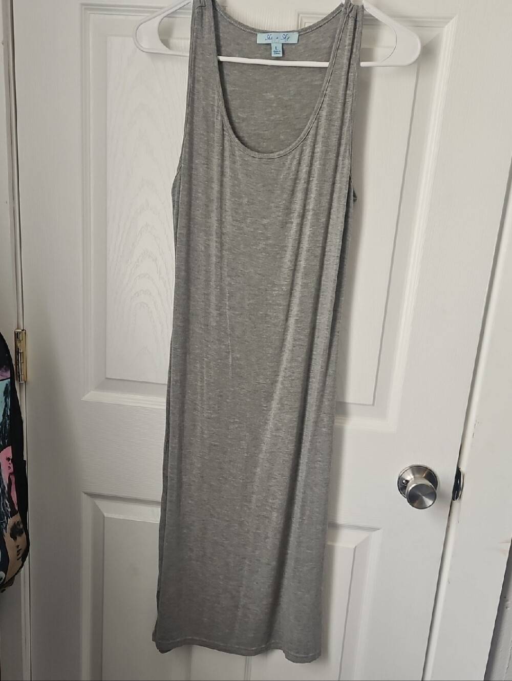 She + Sky Light Gray Sleeveless Maxi Tank Dress